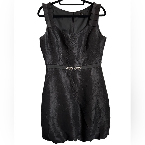Max and Cleo Women’s Sleeveless Black Crinkle Puffball Dress- Size 12 - Picture 1 of 6
